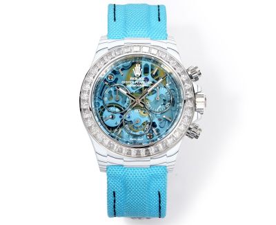 TW Factory Rolex Daytona 40mm Carbon Fiber Case Fabric Band Light Blue Face 4802 Movement Watch
